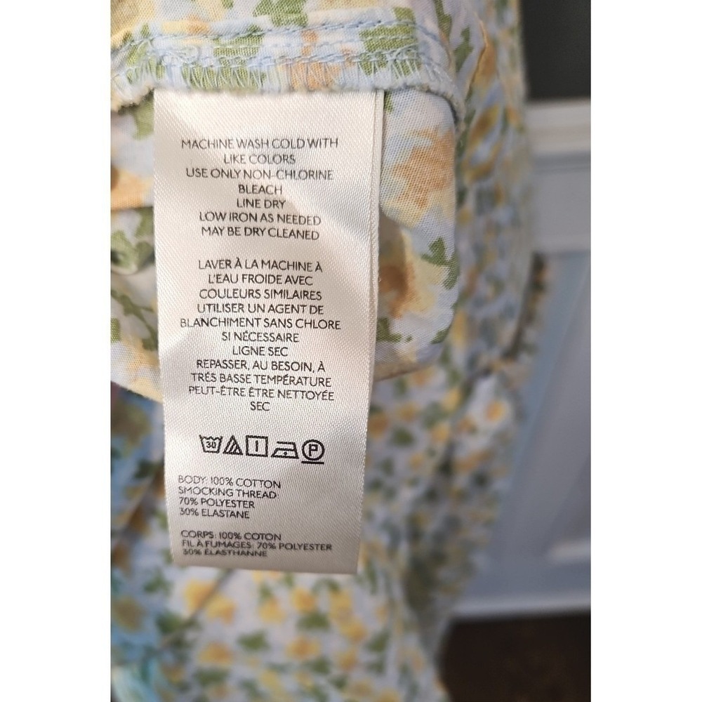 Free People Lavender Daze Green Yellow Dress Med Smocked Drop Waist Cottage NWOT - Picture 9 of 10